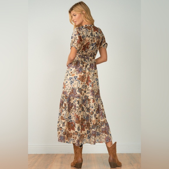 NWT Anthropologie Cotton Chicks Flowy Floral Peasant Sleeve Maxi Dress Small - Picture 2 of 11